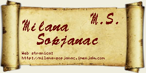 Milana Sopjanac vizit kartica